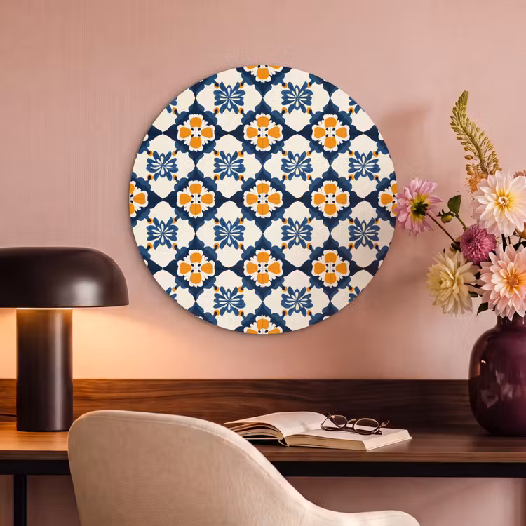 Akoestisch schilderij rond - Klassiek - Geometrisch - Blauw — 2