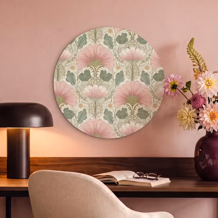 Akoestisch schilderij rond - Klassiek - Patroon - Roze — 2