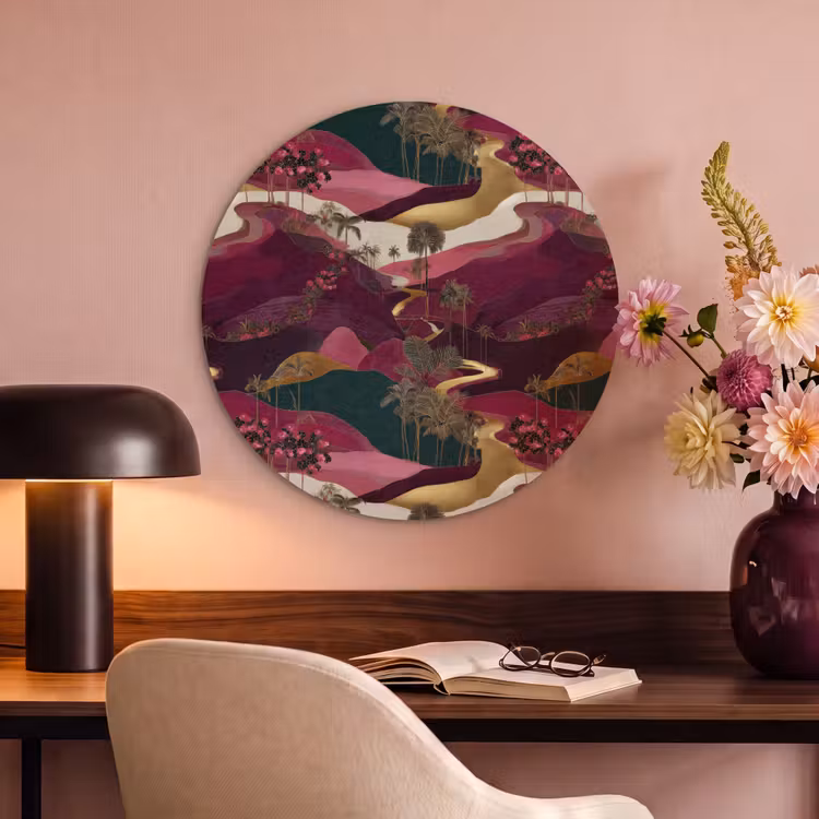 Akoestisch schilderij rond - Magisch - Palmbomen - Goud — 2