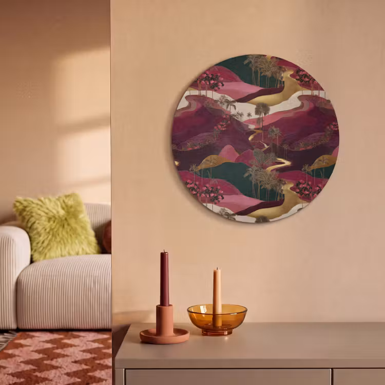 Akoestisch schilderij rond - Magisch - Palmbomen - Goud — 3
