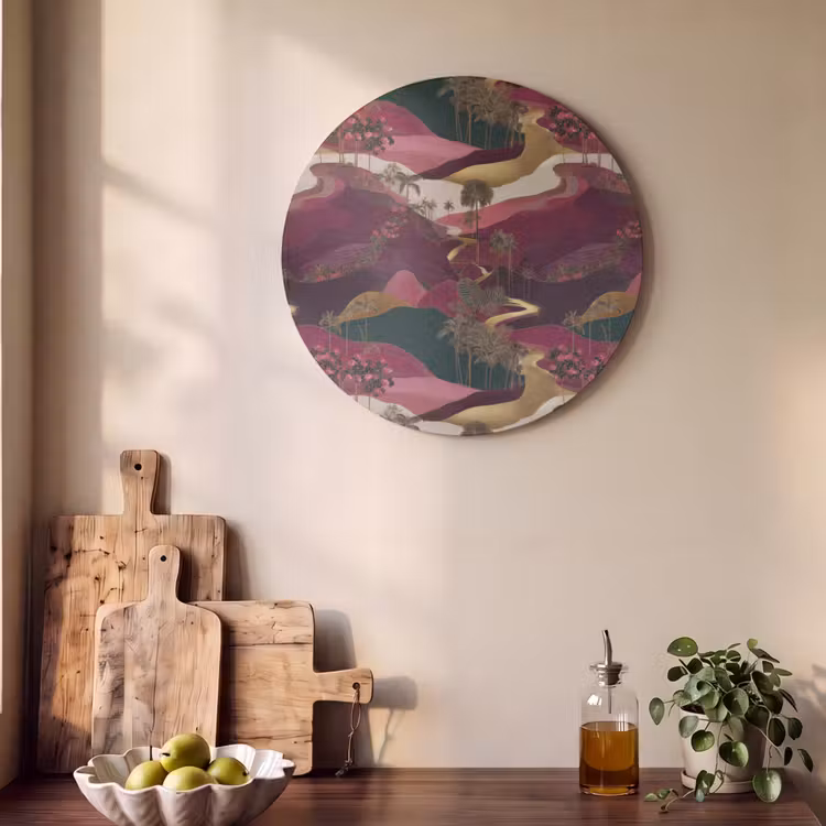 Akoestisch schilderij rond - Magisch - Palmbomen - Goud — 4