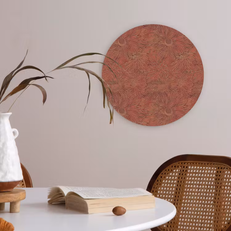 Akoestisch schilderij rond - Oosters - Bloemen - Terracotta — 2