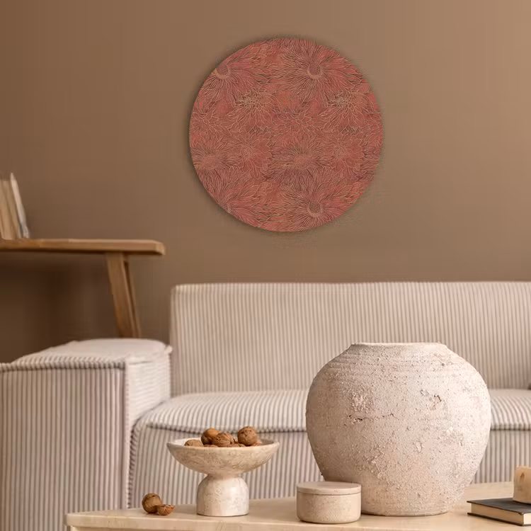 Akoestisch schilderij rond - Oosters - Bloemen - Terracotta — 3
