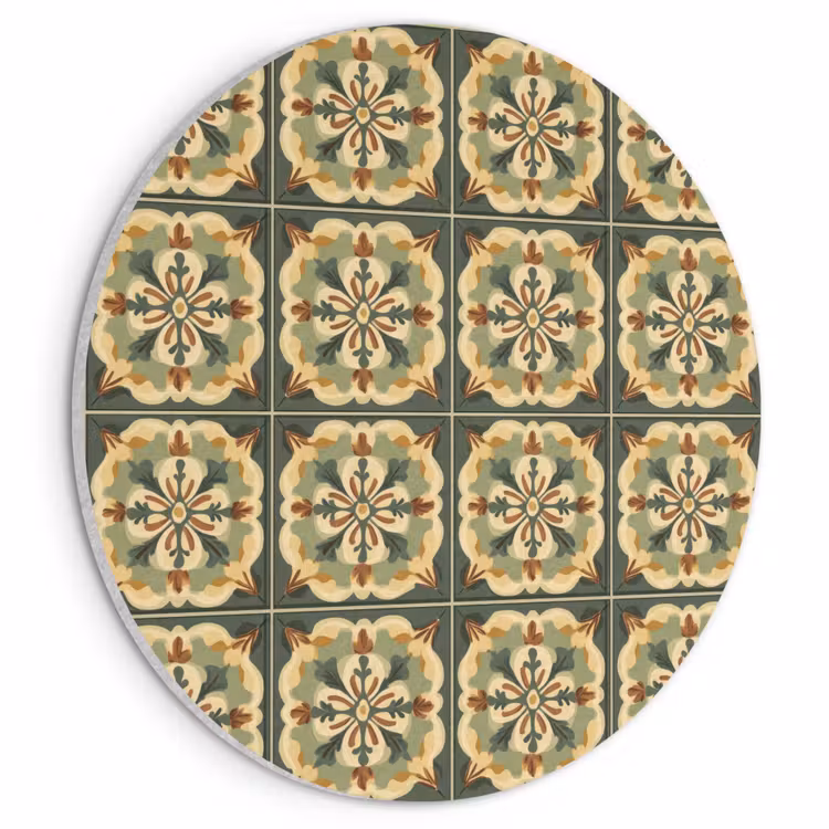 Akoestisch schilderij rond - Ornament - Patroon - Groen — 1