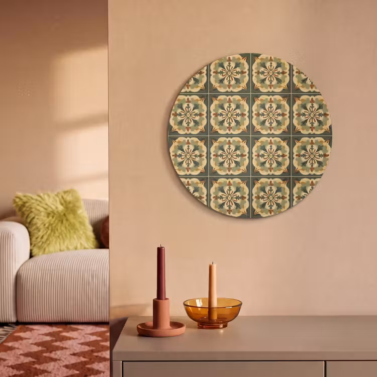 Akoestisch schilderij rond - Ornament - Patroon - Groen — 3