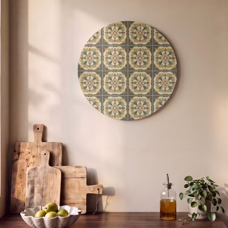 Akoestisch schilderij rond - Ornament - Patroon - Groen — 4