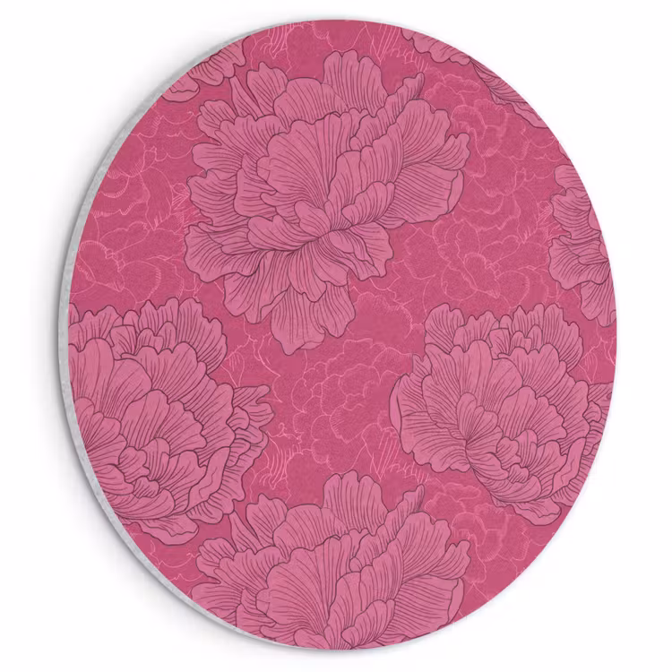 Akoestisch schilderij rond - Pioenrozen - Energiek - Roze — 1