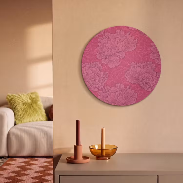Akoestisch schilderij rond - Pioenrozen - Energiek - Roze — 3