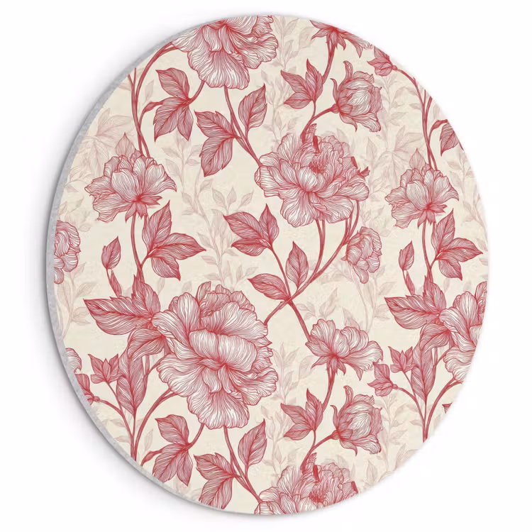 Akoestisch schilderij rond - Pioenrozen - Modern -  Rood — 1