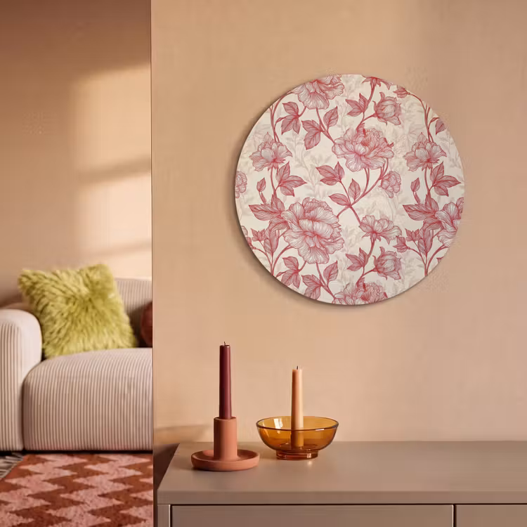 Akoestisch schilderij rond - Pioenrozen - Modern -  Rood — 3