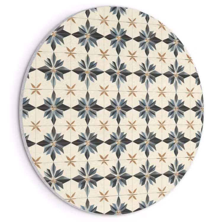 Akoestisch schilderij rond - Sierlijk - Ornament - Blauw — 1