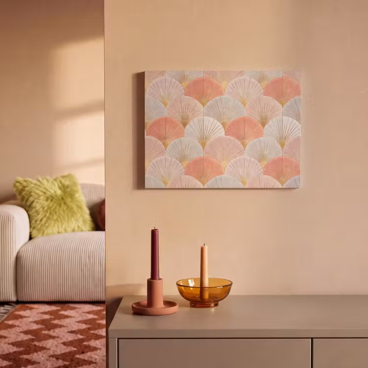 Akoestisch schilderij - Waaiers - Goud - Roze — 2
