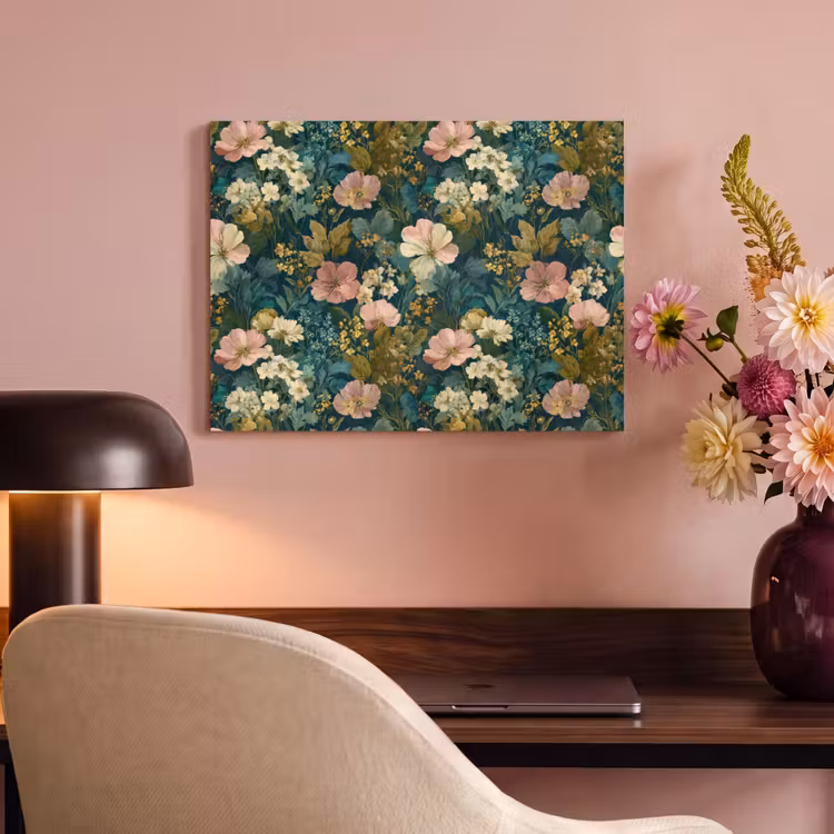 Akoestisch schilderij - Wilde bloemen - Botanisch - Patroon - Roze - Romantisch — 4