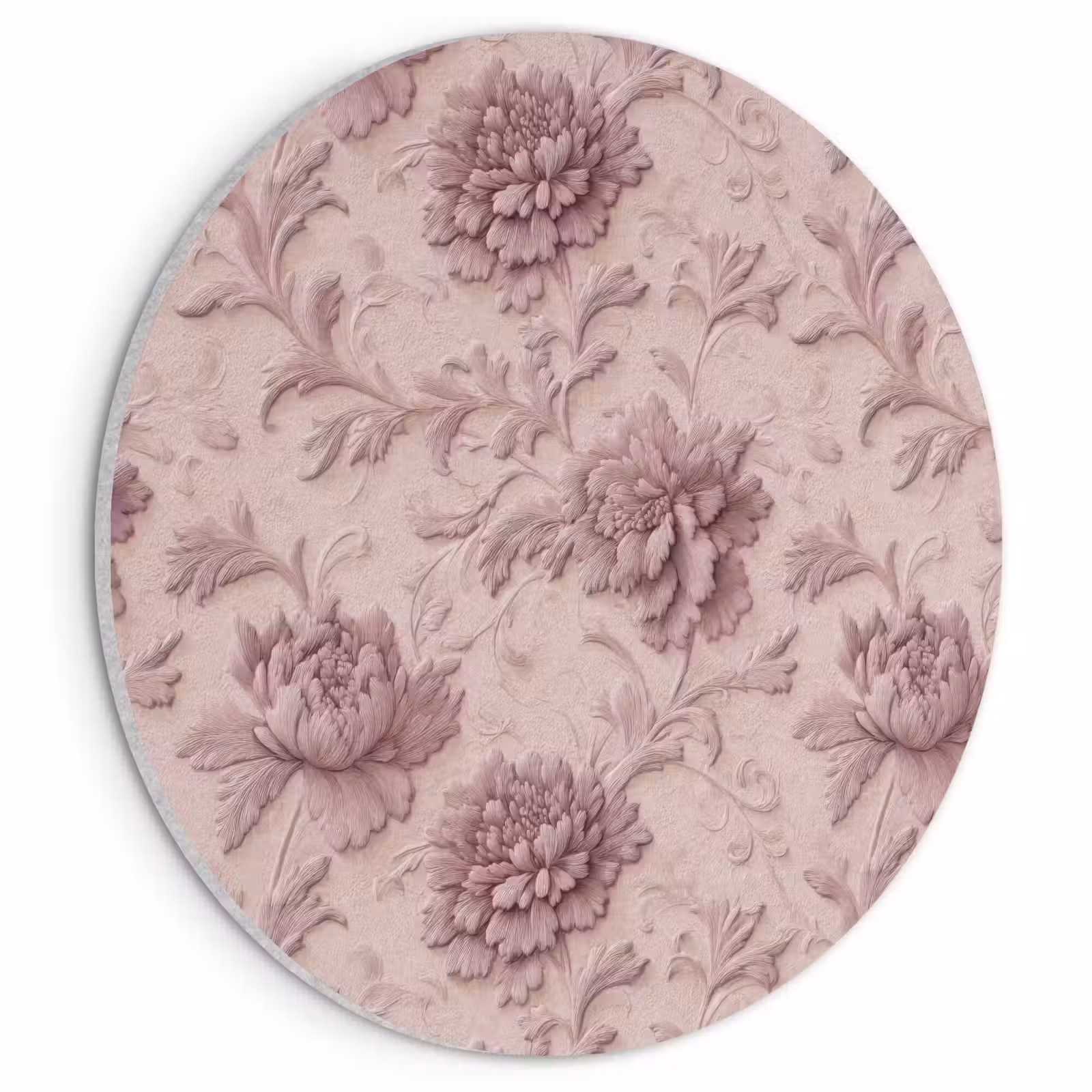 Akoestisch schilderij rond - Reliëf - Pioenrozen - Roze — 1