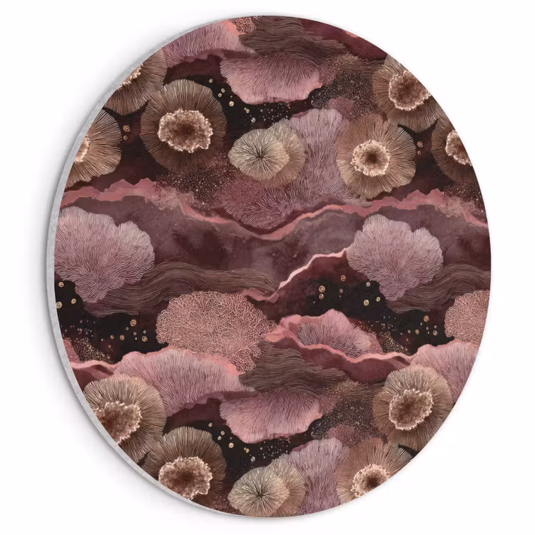 Akoestisch schilderij rond - Koraal - Organisch - Roze — 1