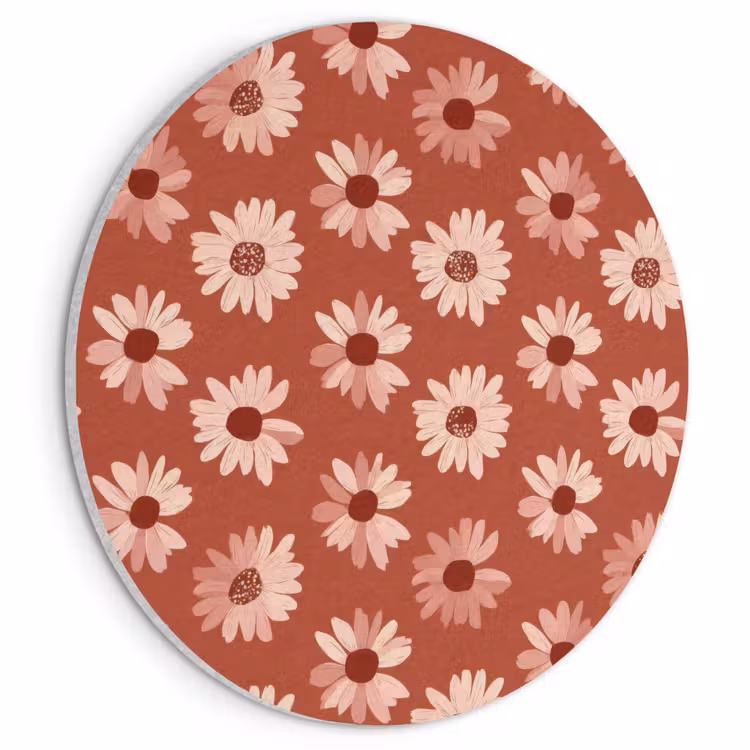 Akoestisch schilderij rond - Madelief - Retro - Terracotta — 1