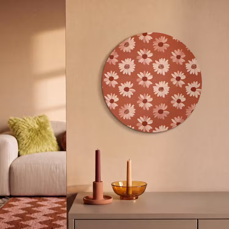 Akoestisch schilderij rond - Madelief - Retro - Terracotta — 3