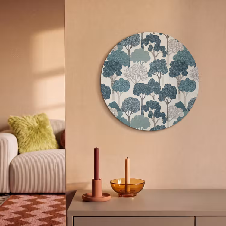 Akoestisch schilderij rond - Modern - Bomen - Bos - Patroon - Blauw — 3