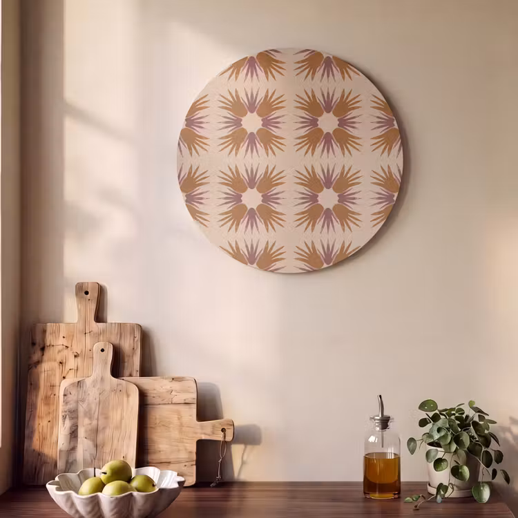 Akoestisch schilderij rond - Ornament - Patroon - Oker — 4