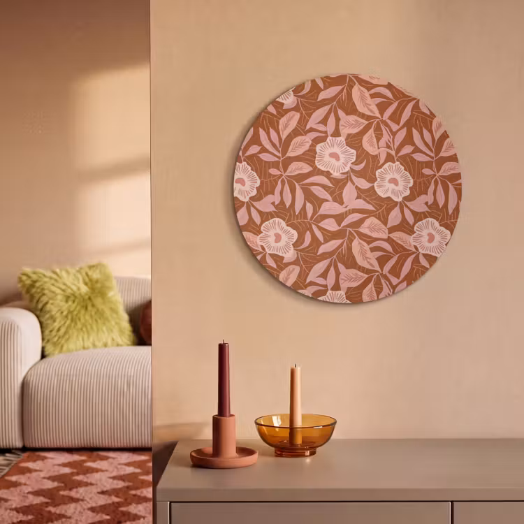 Akoestisch schilderij rond - Patroon - Bladeren - Terracotta — 3