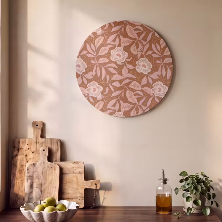 Akoestisch schilderij rond - Patroon - Bladeren - Terracotta — 4