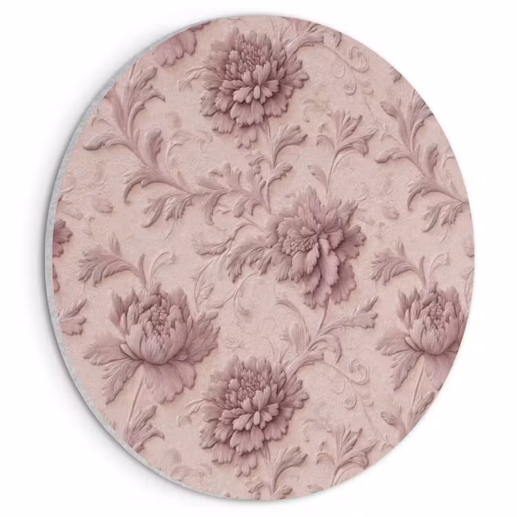 Akoestisch schilderij rond - Reliëf - Pioenrozen - Roze — 1