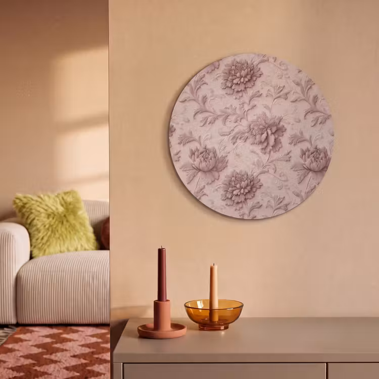 Akoestisch schilderij rond - Reliëf - Pioenrozen - Roze — 3