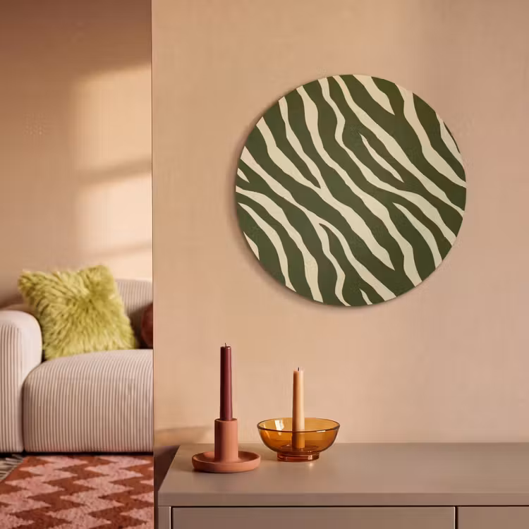 Akoestisch schilderij rond - Zebra - Patroon - Groen — 3