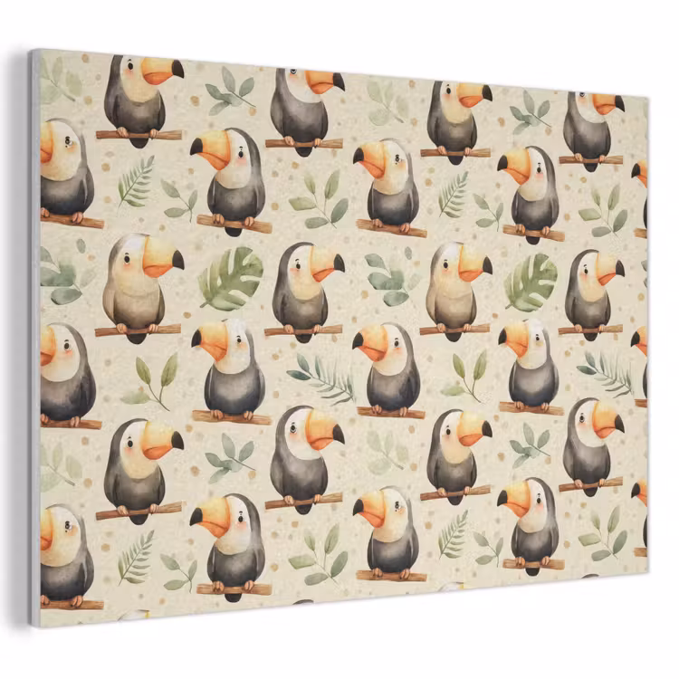 Akoestisch schilderij - Toekans - Exotisch - Kleurrijk — 1
