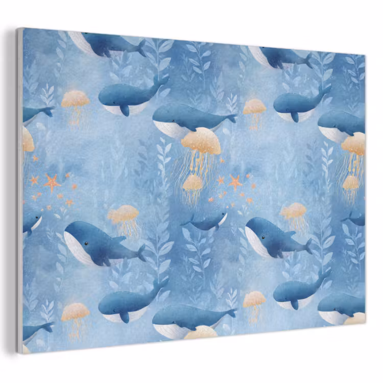 Akoestisch schilderij - Walvissen - Oceaan - Blauw — 1