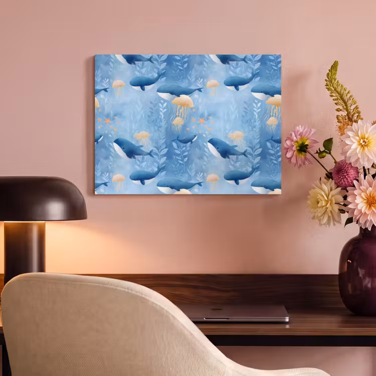 Akoestisch schilderij - Walvissen - Oceaan - Blauw — 4