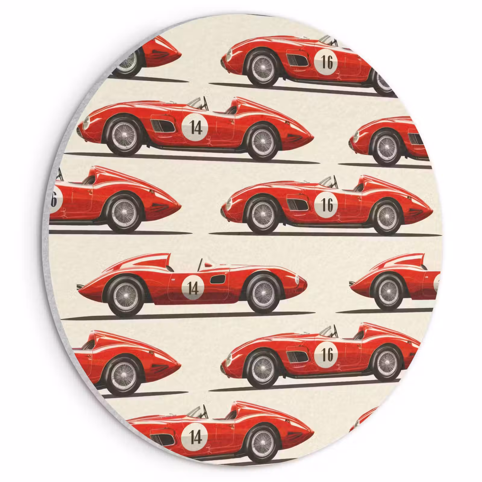 Akoestisch schilderij rond - Raceauto - Retro - Rood — 1