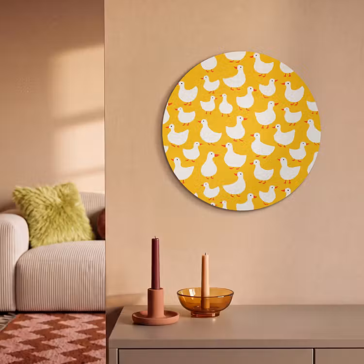 Akoestisch schilderij rond - Eendjes - Patroon - Geel — 3
