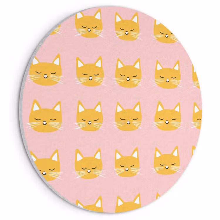 Akoestisch schilderij rond - Katten - Patroon - Roze — 1
