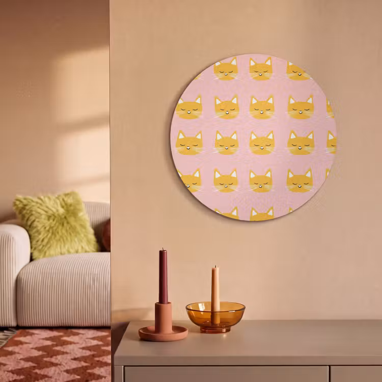 Akoestisch schilderij rond - Katten - Patroon - Roze — 3