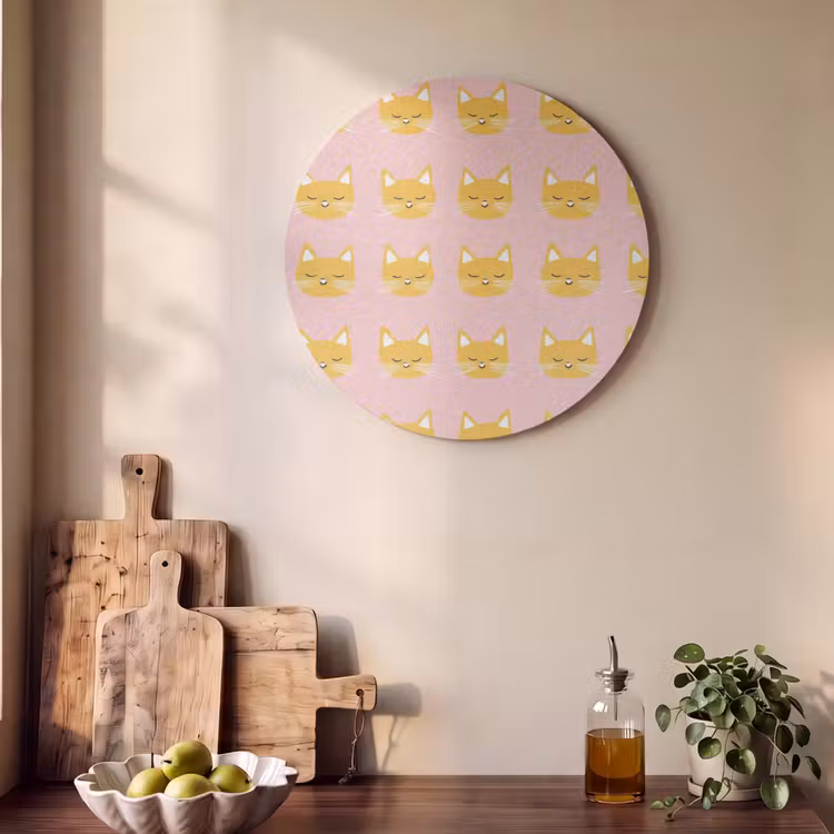 Akoestisch schilderij rond - Katten - Patroon - Roze — 4