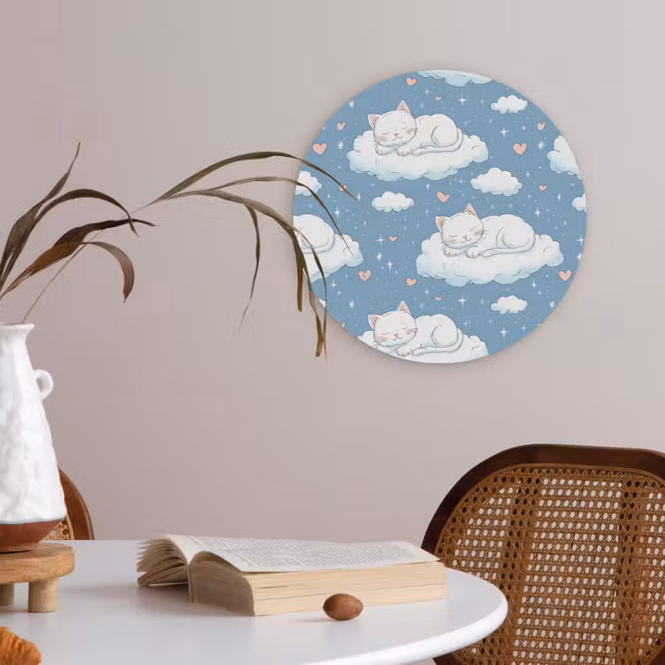 Akoestisch schilderij rond - Kitten - Wolken - Blauw — 2