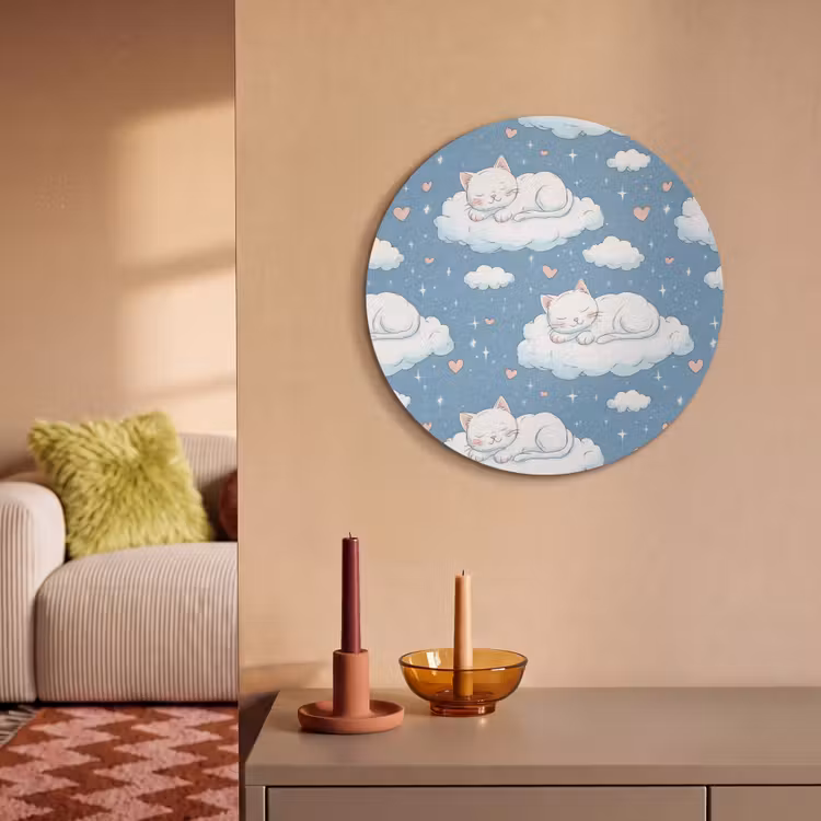 Akoestisch schilderij rond - Kitten - Wolken - Blauw — 3