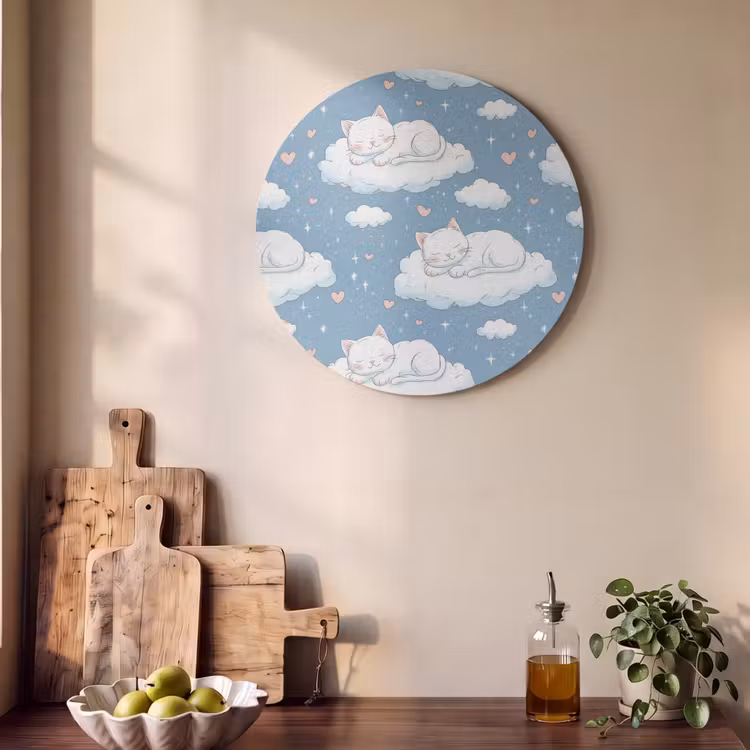 Akoestisch schilderij rond - Kitten - Wolken - Blauw — 4