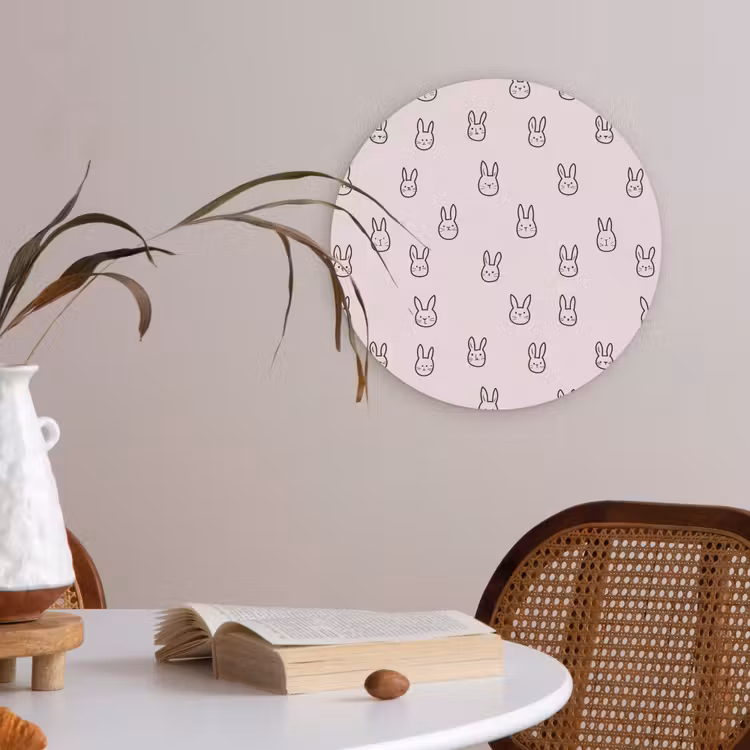 Akoestisch schilderij rond - Konijnen - Minimalistisch - Roze — 2