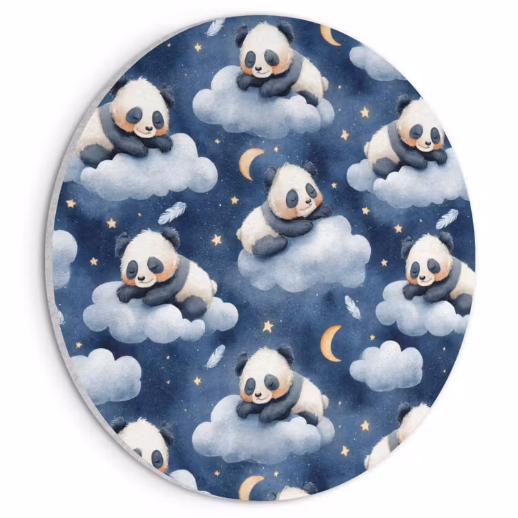 Akoestisch schilderij rond - Panda's - Slapen - Blauw — 1