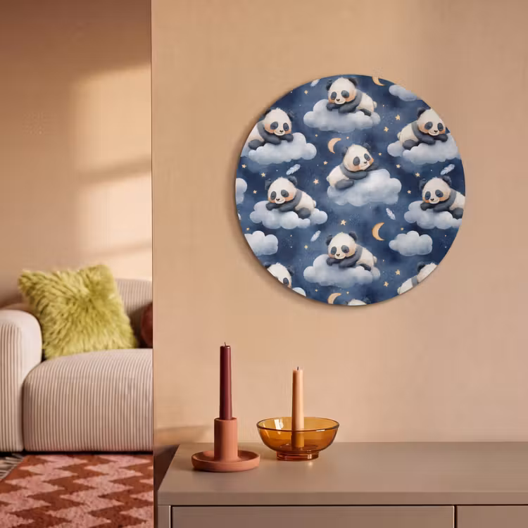 Akoestisch schilderij rond - Panda's - Slapen - Blauw — 3
