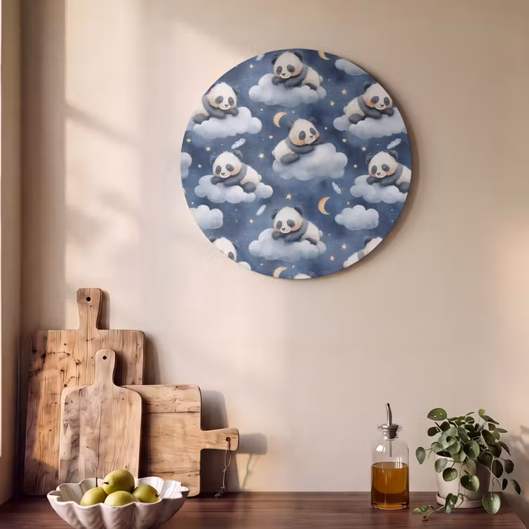 Akoestisch schilderij rond - Panda's - Slapen - Blauw — 4