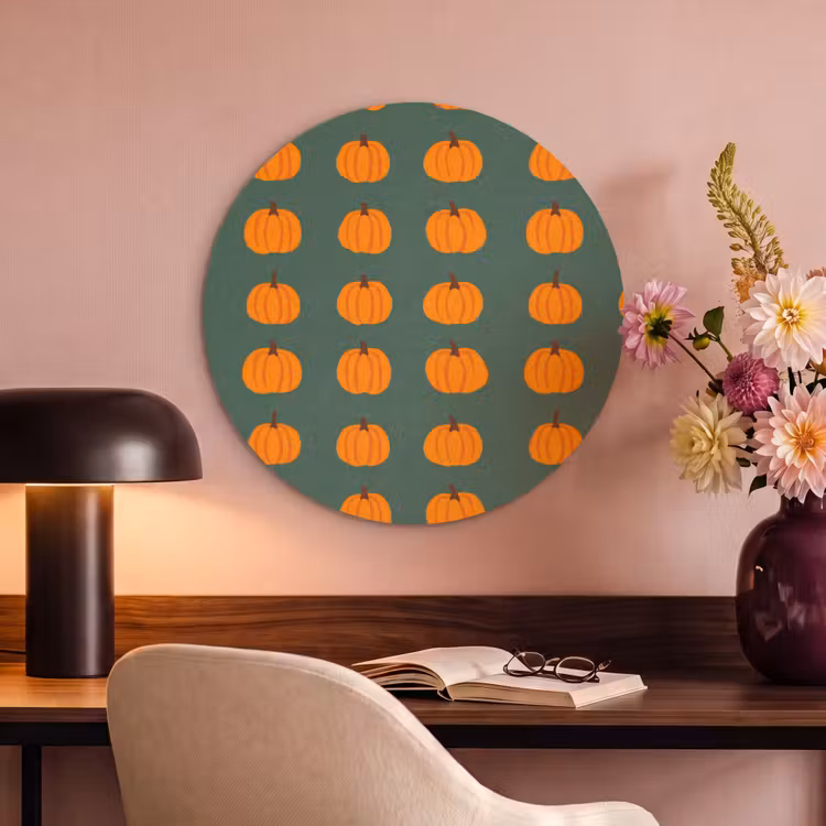 Akoestisch schilderij rond - Pompoen - Patroon - Oranje — 2