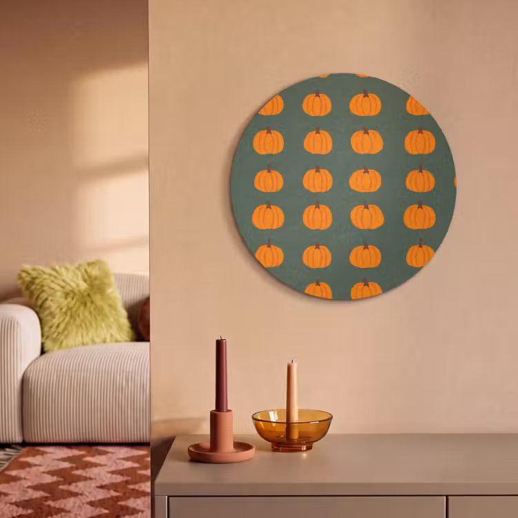 Akoestisch schilderij rond - Pompoen - Patroon - Oranje — 3