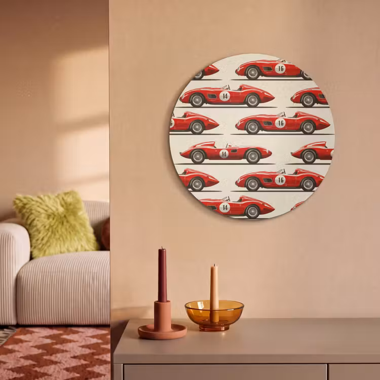 Akoestisch schilderij rond - Raceauto - Retro - Rood — 3