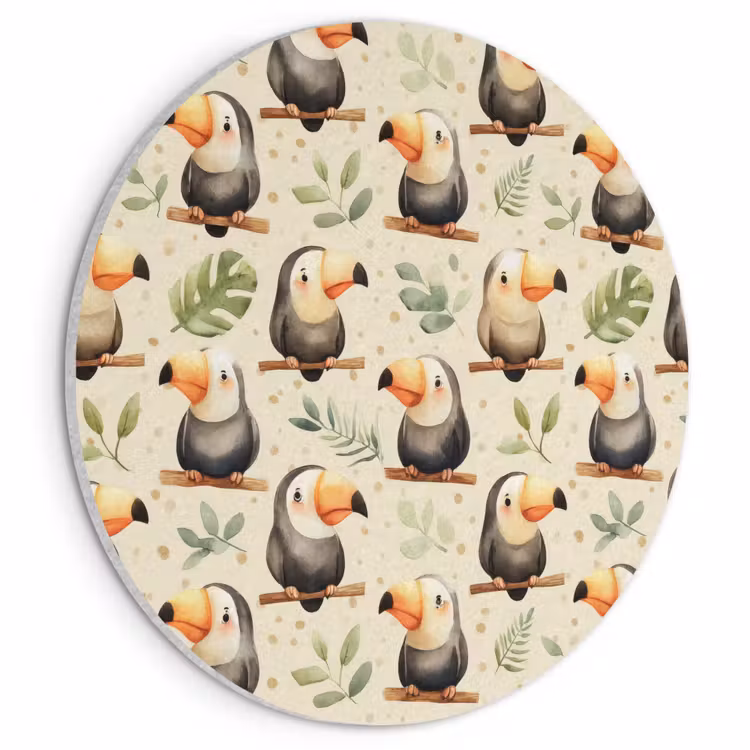 Akoestisch schilderij rond - Toekans - Exotisch - Kleurrijk — 1