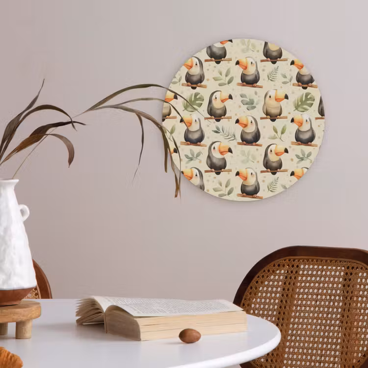 Akoestisch schilderij rond - Toekans - Exotisch - Kleurrijk — 2