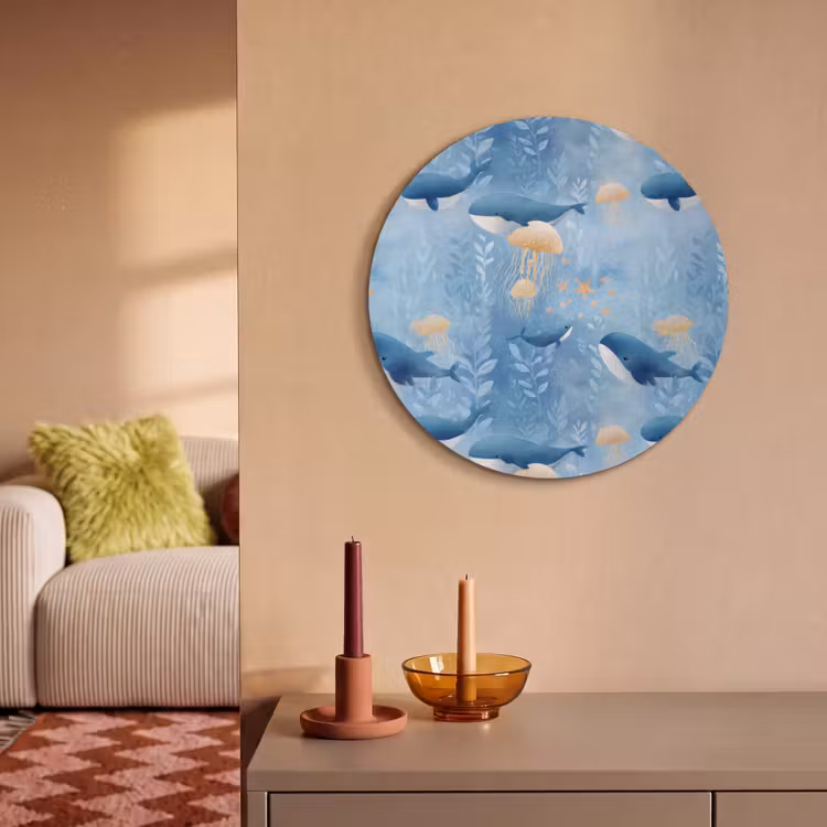 Akoestisch schilderij rond - Walvissen - Oceaan - Blauw — 3