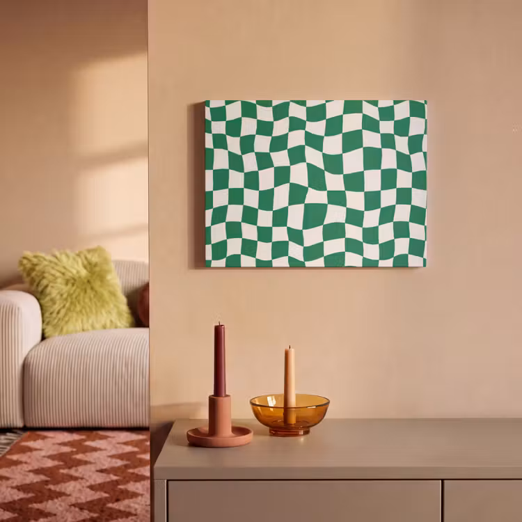 Akoestisch schilderij - Schaakbord - Golvend - Groen — 2
